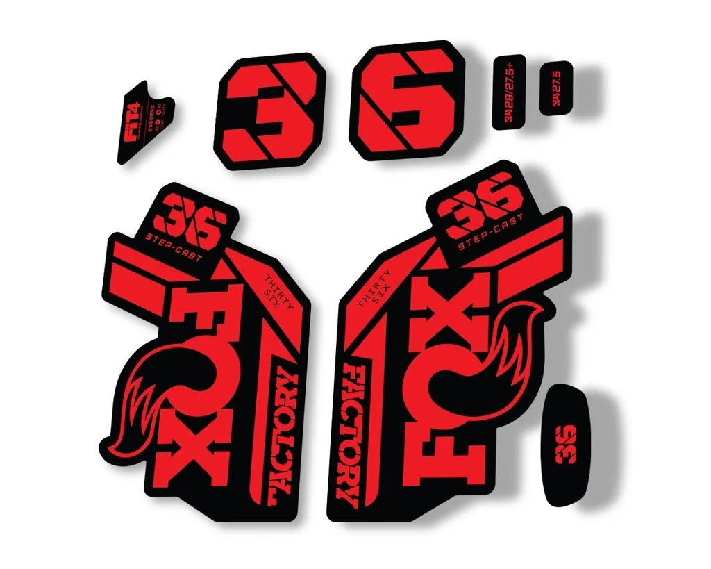 FOX 36 Step Cast SC 2021 Factory Fork Decals Suspension Sticker Adhesive Red - 1