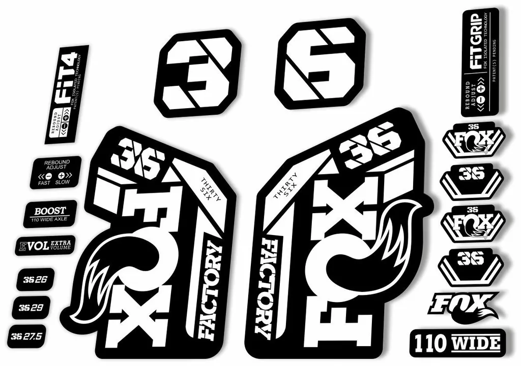 FOX 36 Fork Decal Sticker Set 2021 Factory MTB Suspension Graphics – White - 1