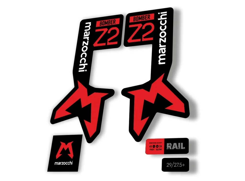 Marzocchi Bomber Z2 2025 Fork Suspension Sticker Decal Kit Adhesive Red - 1