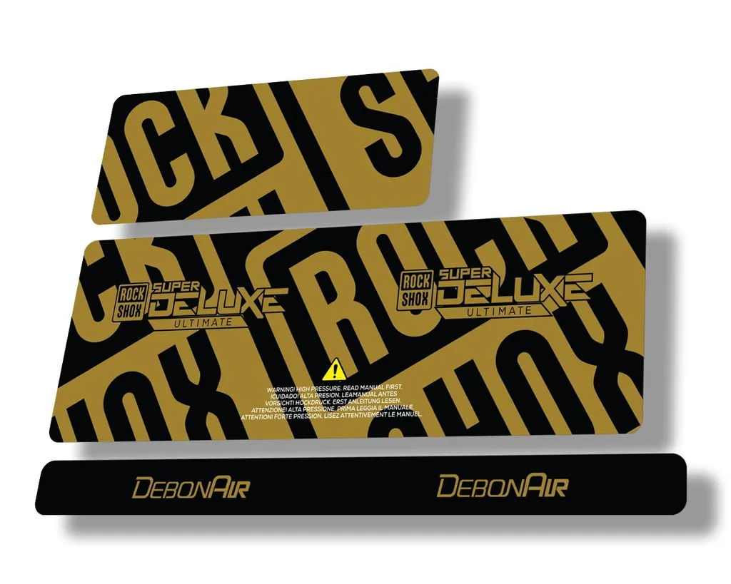Rock Shox 2020 Super Deluxe Ultimate Rear Shock Decal Sticker Adhesive Gold - 1
