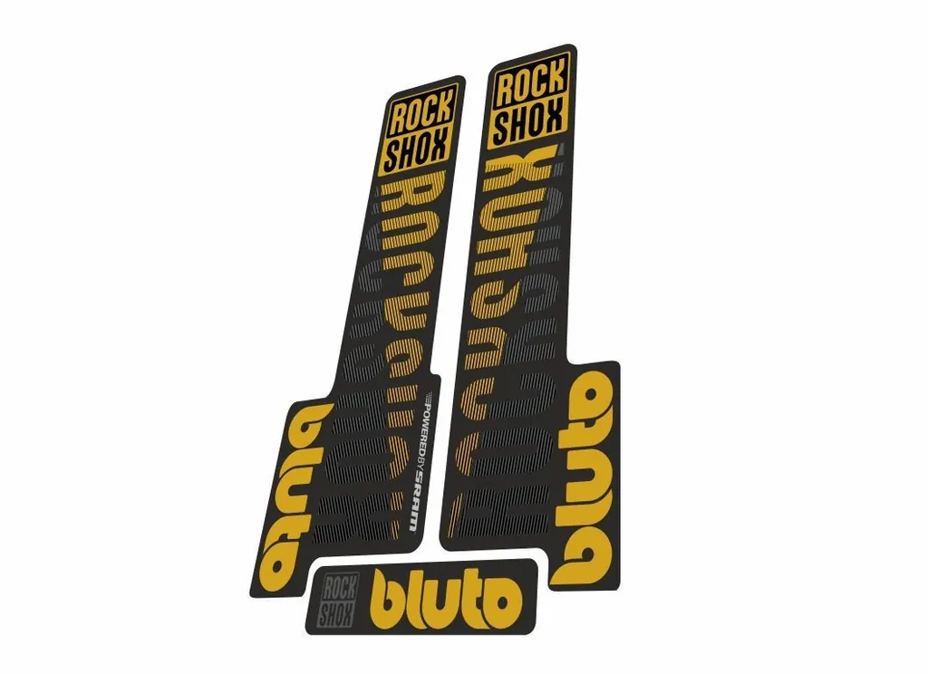 Rock Shox BLUTO 2018 Mountain Bike Cycling Decal Kit Sticker Yellow Gray - 1