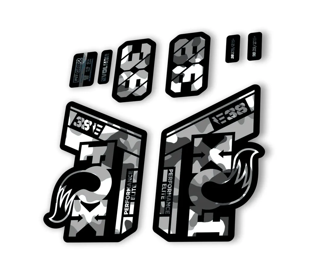 FOX 38 P. Elite E Bike 2021 Forks Suspension Factory Decal Sticker White Camo - 1