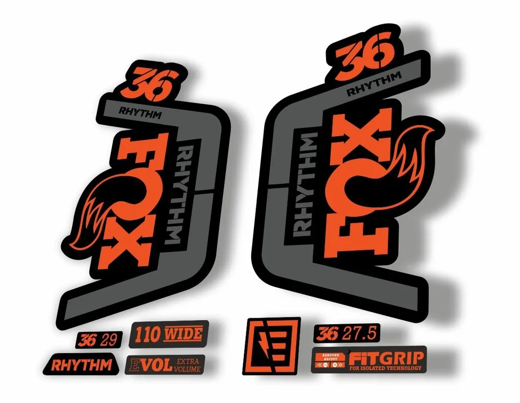 FOX 36 Rhythm 2019 Forks Suspension Factory Decal Sticker Adhesive Red Gray - 1