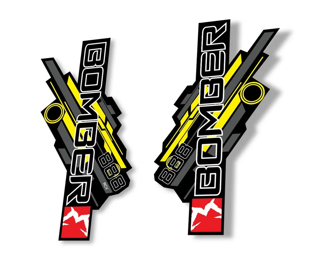 Marzocchi Bomber 888 RCV 2014 Fork Suspension Sticker Decal Kit Yellow-Gray - 1