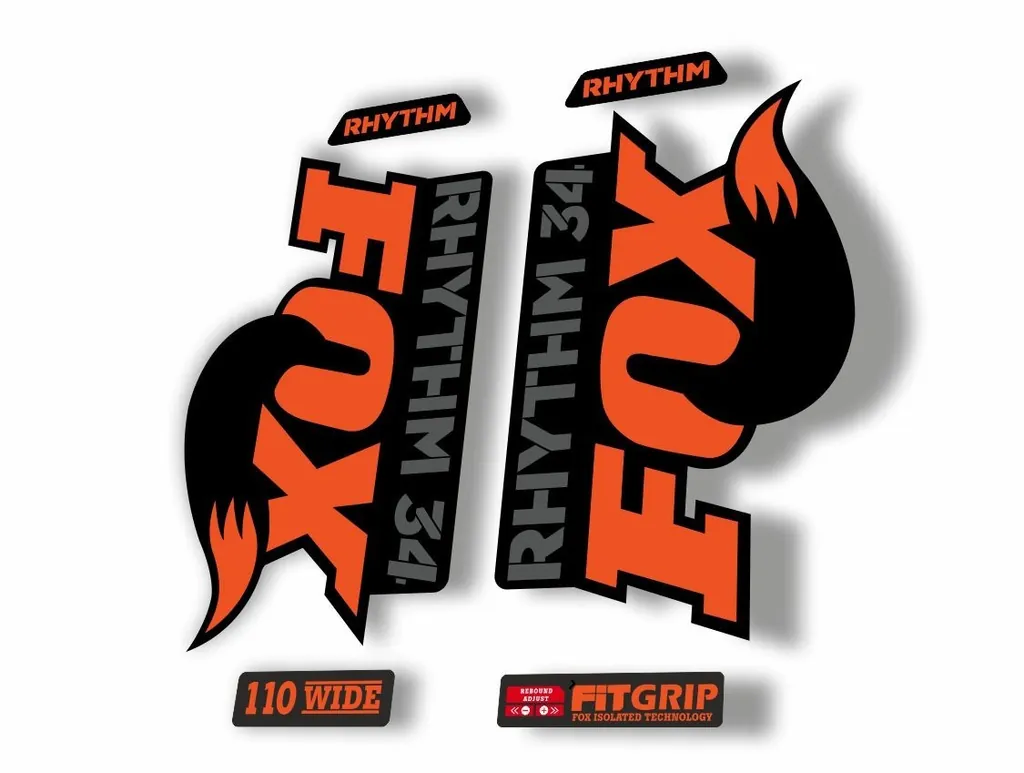 FOX 34 Rhythm 2018 Forks Suspension Factory Decal Sticker Adhesive Orange Gray - 1