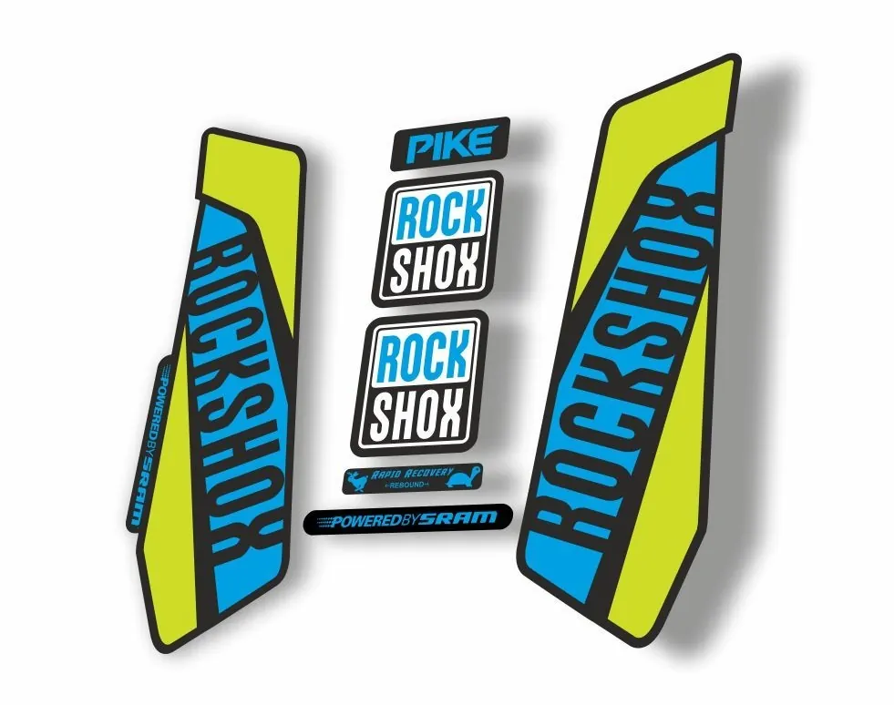 Rock Shox Pike 2016 Mountain Bike Cycling Decal Kit Sticker Adhesive Lime Blue - 1