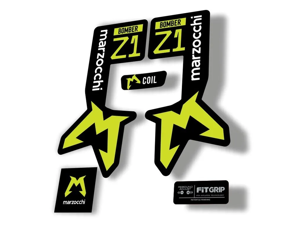 Marzocchi Bomber Z1 2025 2025 Fork Suspension Sticker Decal Kit Lime Green - 1