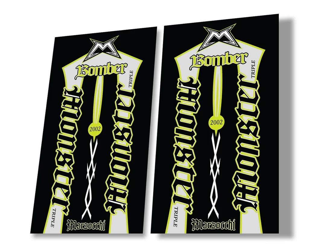 Marzocchi Bomber Monster 2002 Suspension Decal Kit Sticker Adhesive Lime Green - 1