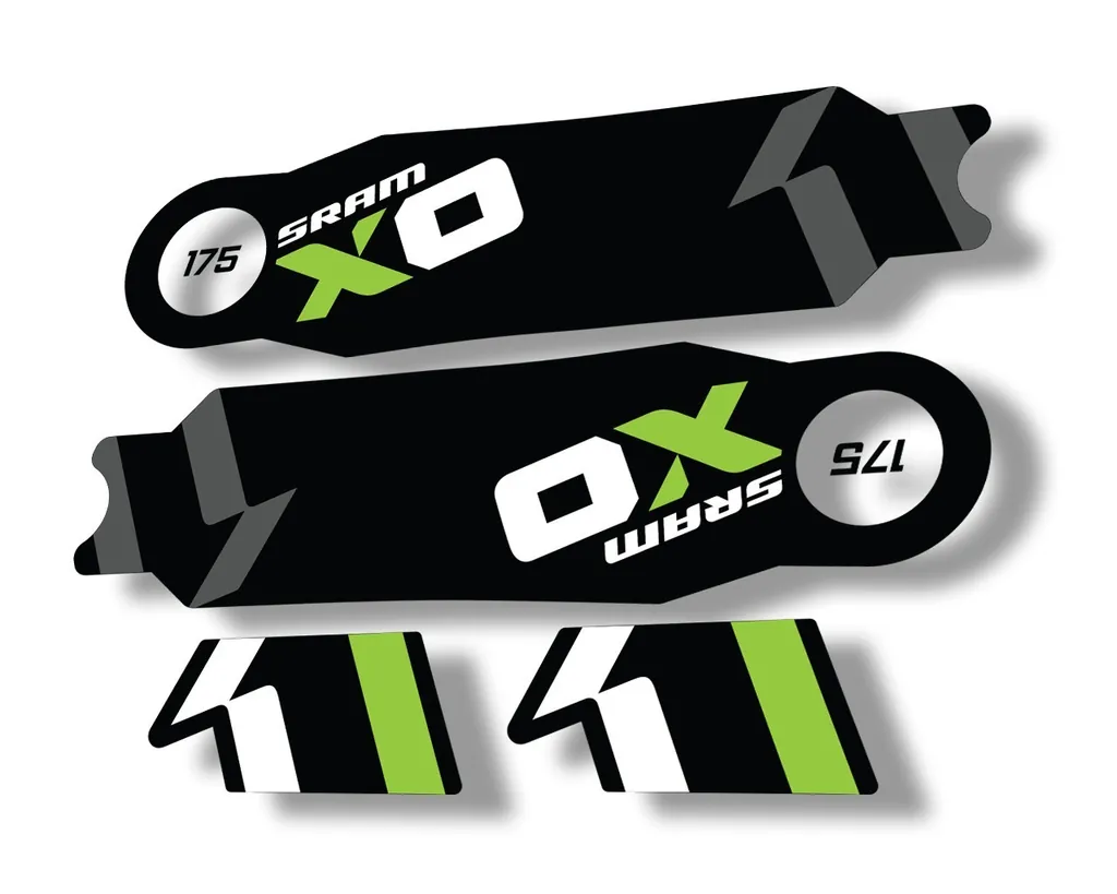 Crank Set Stickers Decals MTB Sram X01 2014 Bicycle Adhesive 2Pcs Green - 1