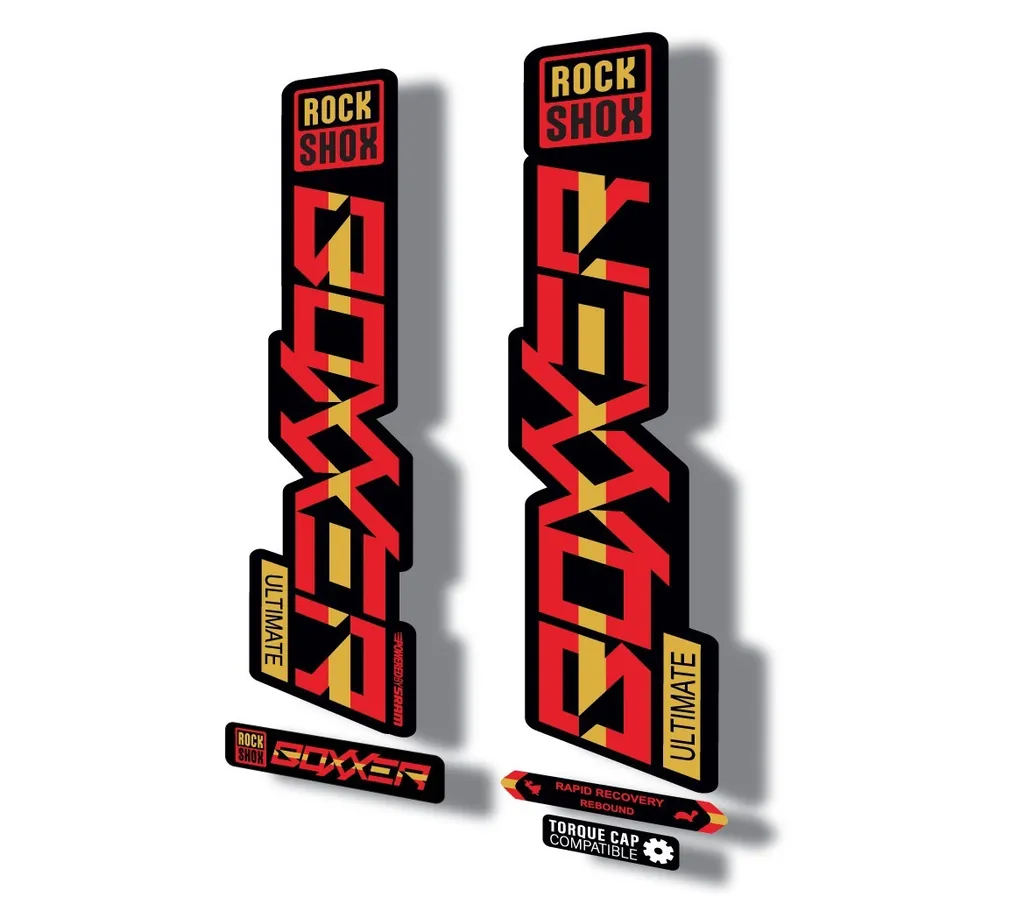 Rock Shox BOXXER 2020 ULTIMATE Mountain Bike Cycling Decal Adhesive Red Yellow - 1