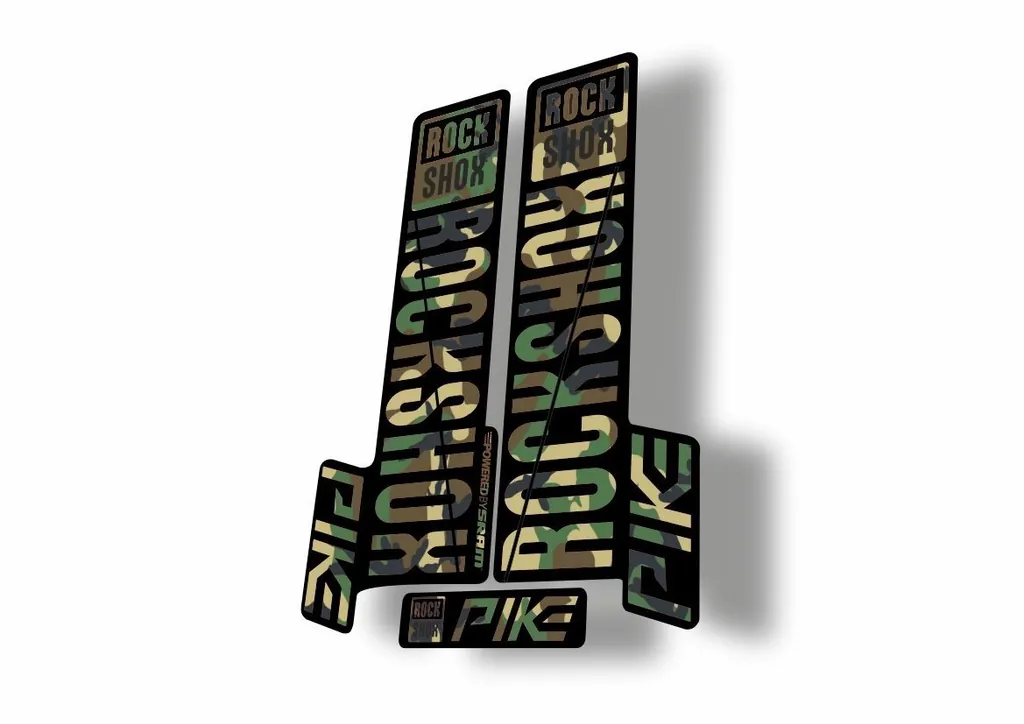 Rock Shox Pike 2018 Mountain Bike Cycling Decal Kit Sticker Adhesive Wood Camo - 1