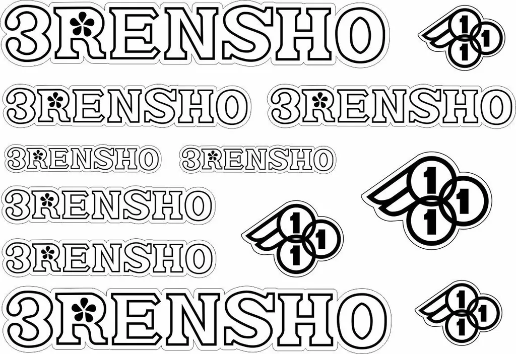 3Rensho Bicycle Frame Decals Stickers Graphic Adhesive Set Vinyl White 12 Pcs - 1