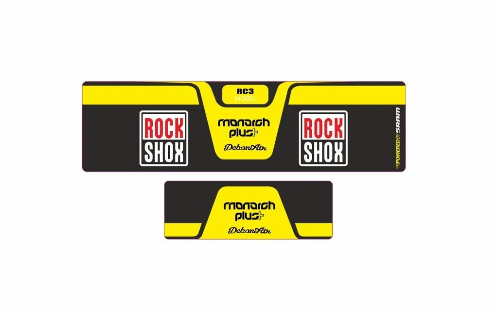Rock Shox MONARCH Plus RC3 Debon Air Rear Shock Decal Sticker Adhesive Yellow - 1