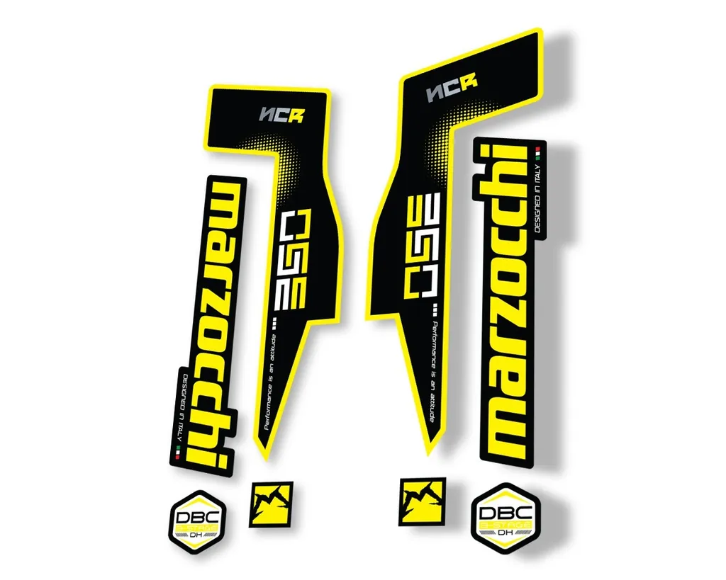 Marzocchi 350 NCR 2018 Fork Suspension Sticker Decal Adhesive Kit Yellow - 1