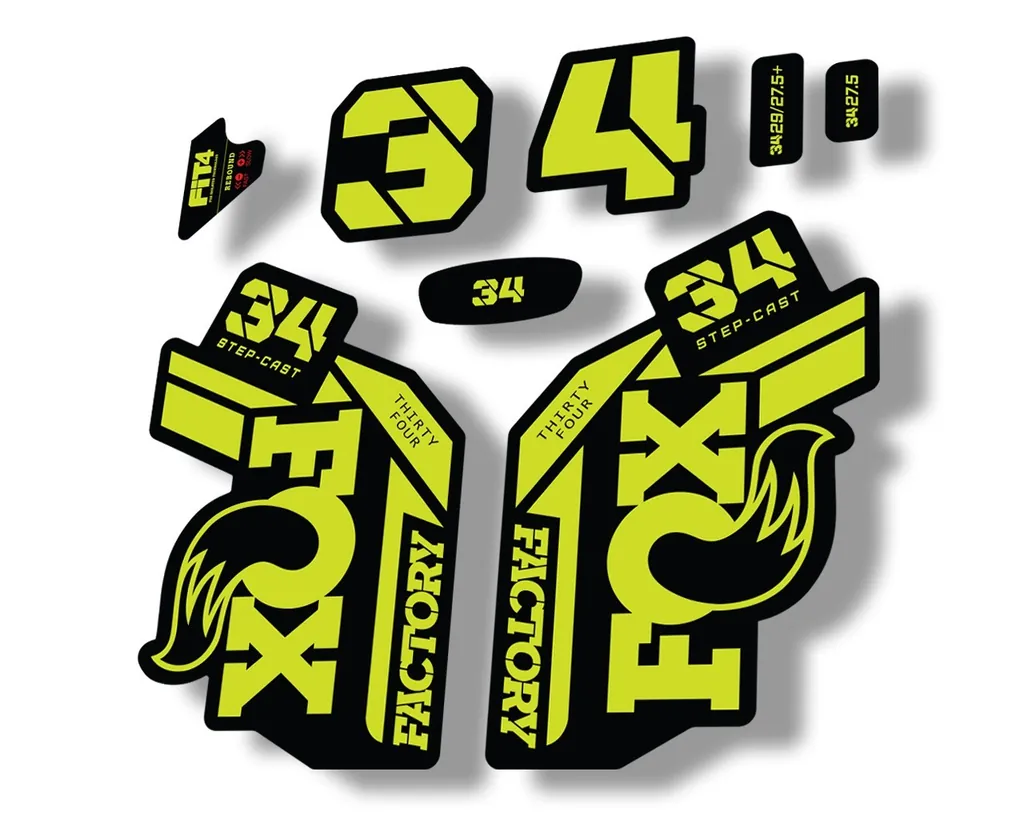 FOX 34 Step Cast SC 2021 Factory Fork Decals Suspension Sticker Adhesiv L. Green - 1
