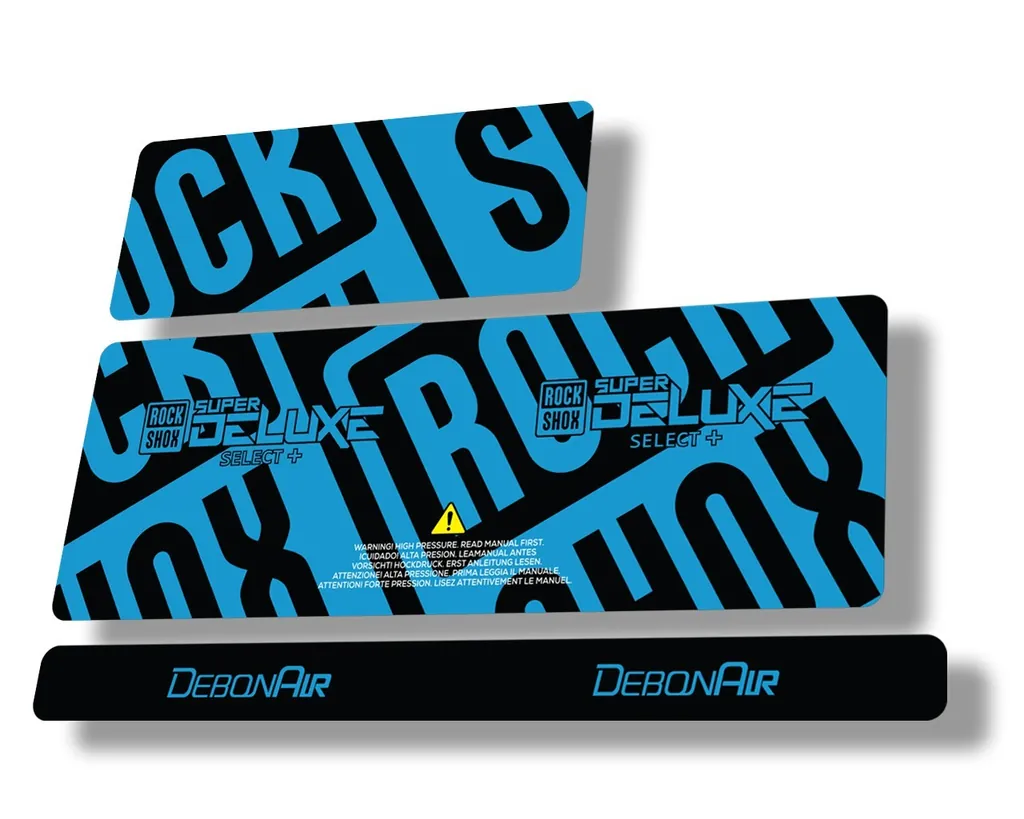 Rock Shox Super Deluxe Select Plus 2020 Rear Shock Decal Sticker Set Blue - 1