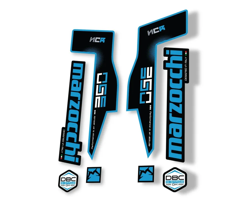 Marzocchi 350 NCR 2018 Fork Suspension Sticker Decal Adhesive Kit Blue - 1