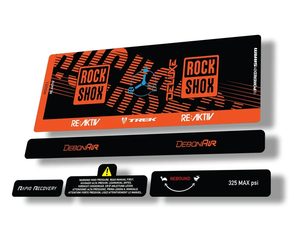 Rock Shox Deluxe RT3 RE AKTIV 2020 Rear Shock Decal Sticker Set Orange - 1