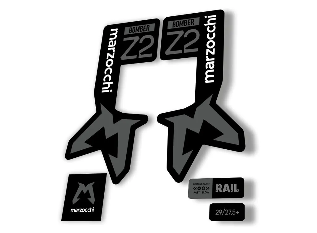 Marzocchi Bomber Z2 2025 Fork Suspension Sticker Decal Kit Adhesive Gray - 1