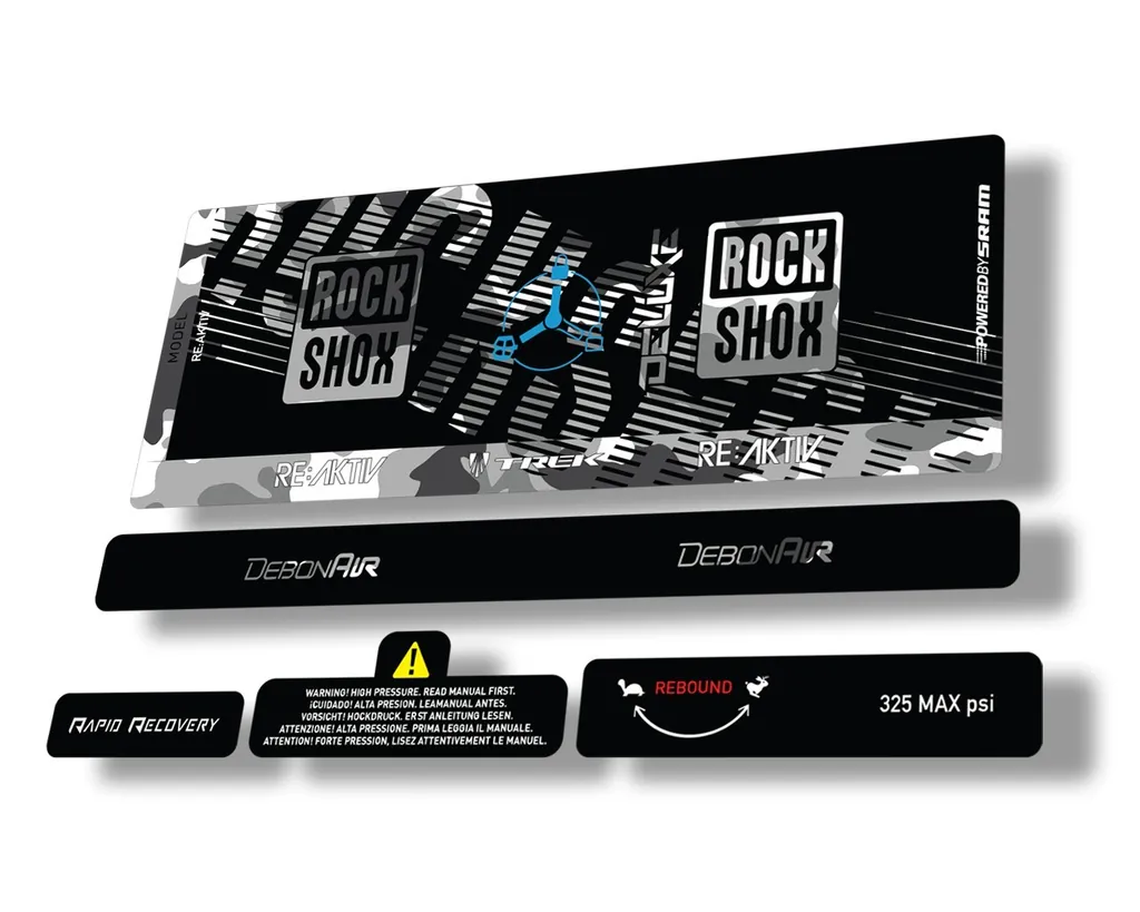 Rock Shox Deluxe RT3 RE AKTIV 2020 Rear Shock Decal Sticker Set White Camo - 1