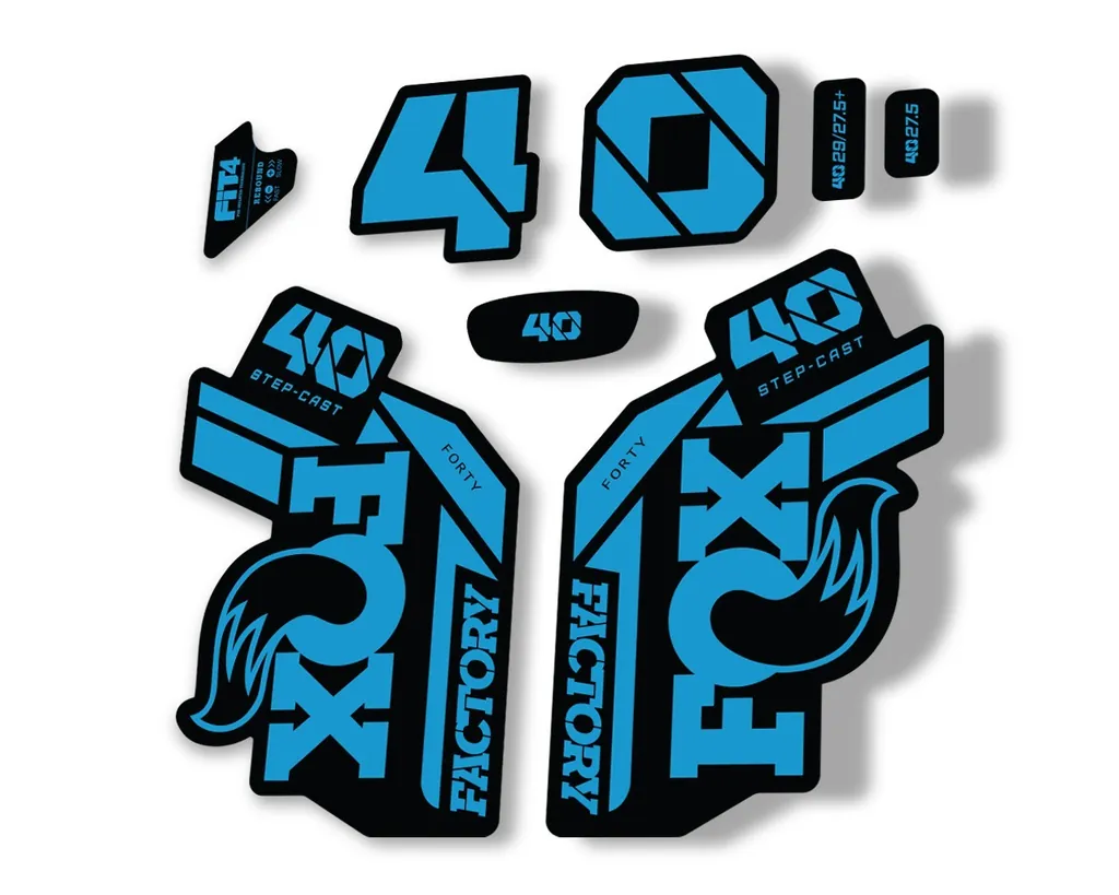 FOX 40 Step Cast SC 2021 Factory Fork Decals Suspension Sticker Adhesive Blue - 1
