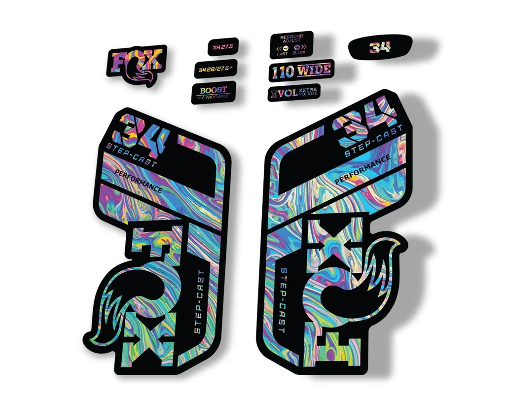 FOX 34 Performance SC 2021 Forks Suspension Factory Decal Sticker Oil Slick1 - 1