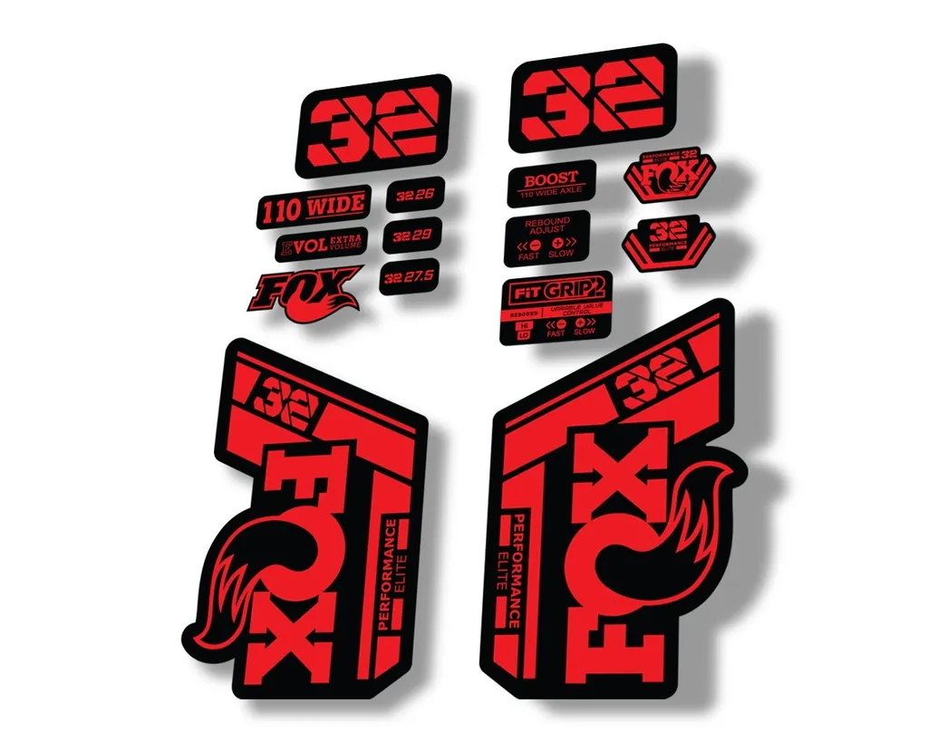 FOX 32 Performance Elite 2021 Factory Fork Decals Suspension Sticker Red - 1