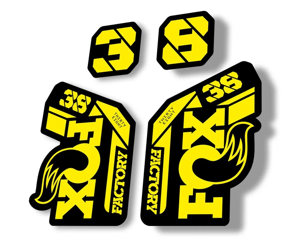 FOX 38 2021 Factory Forks Suspension Decals Sticker Set Adhesive Yellow - 1
