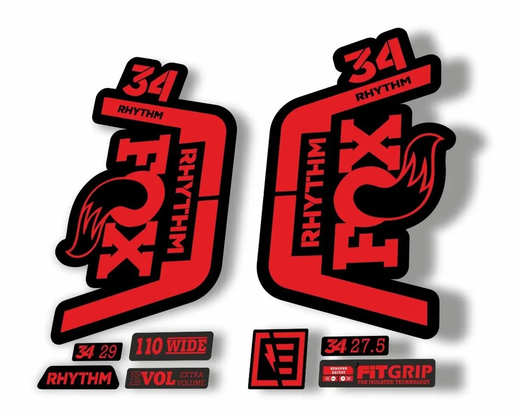 FOX 34 Rhythm 2019 Forks Suspension Factory Decal Sticker Adhesive Red - 1