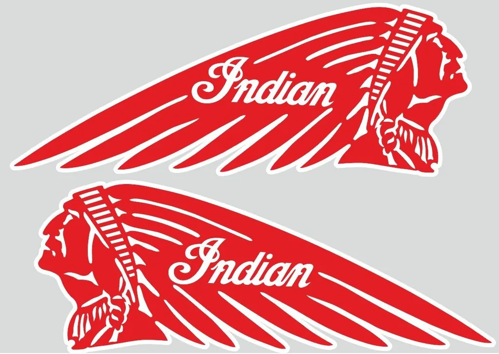 INDIAN WAR BONNET MOTORCYLES Vinyl Decal Adhesive Sticker 11"x4" Red 2 Pcs - 1