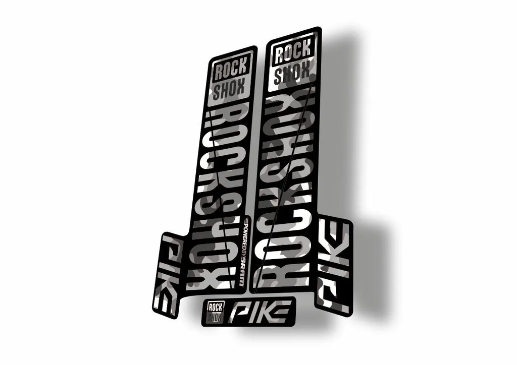 Rock Shox Pike 2018 Mountain Bike Cycling Decal Kit Sticker Adhesive White Camo - 1