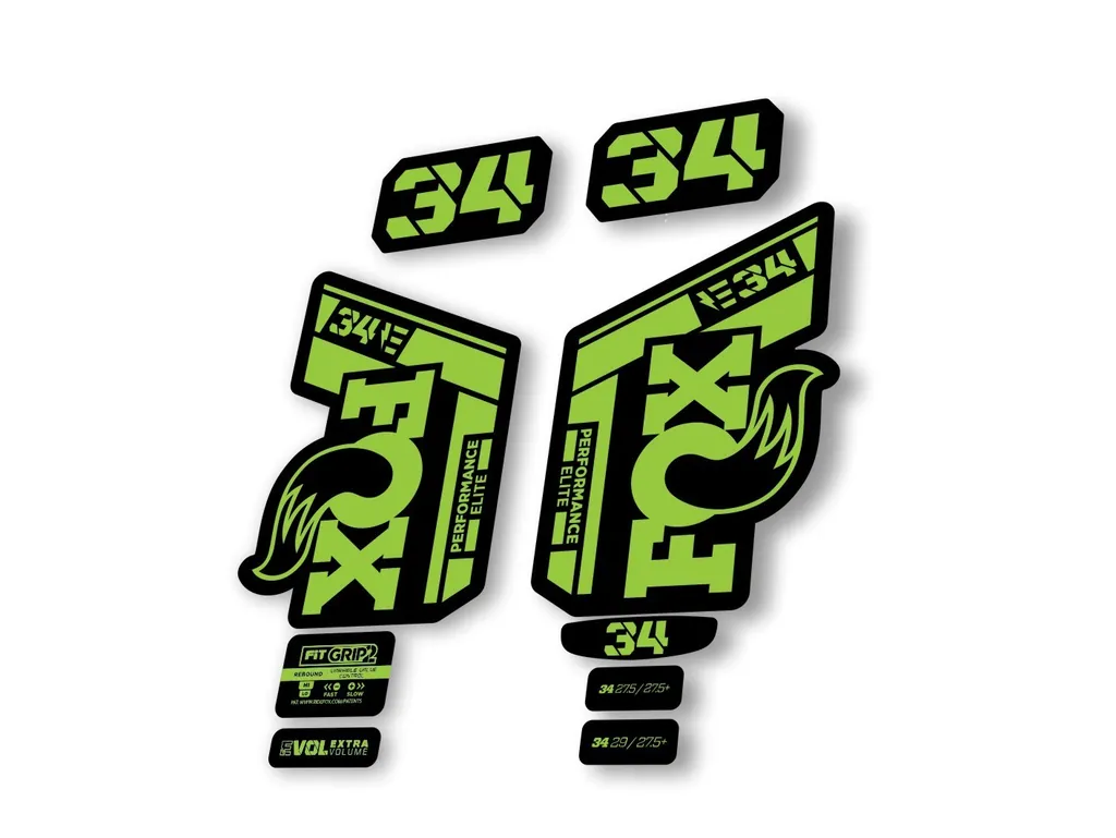 Fox 34 2022 Performance Elite E Bike Fork Decals Suspension Sticker Green - 1