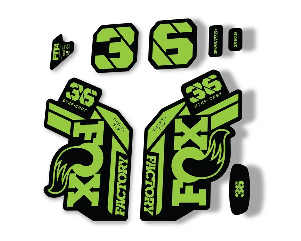 FOX 36 Step Cast SC 2021 Factory Fork Decals Suspension Sticker Adhesive Green - 1