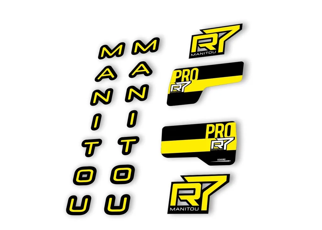 Manitou R7 Pro 2020 Fork Suspension Decal Kit Sticker Set Yellow - 1