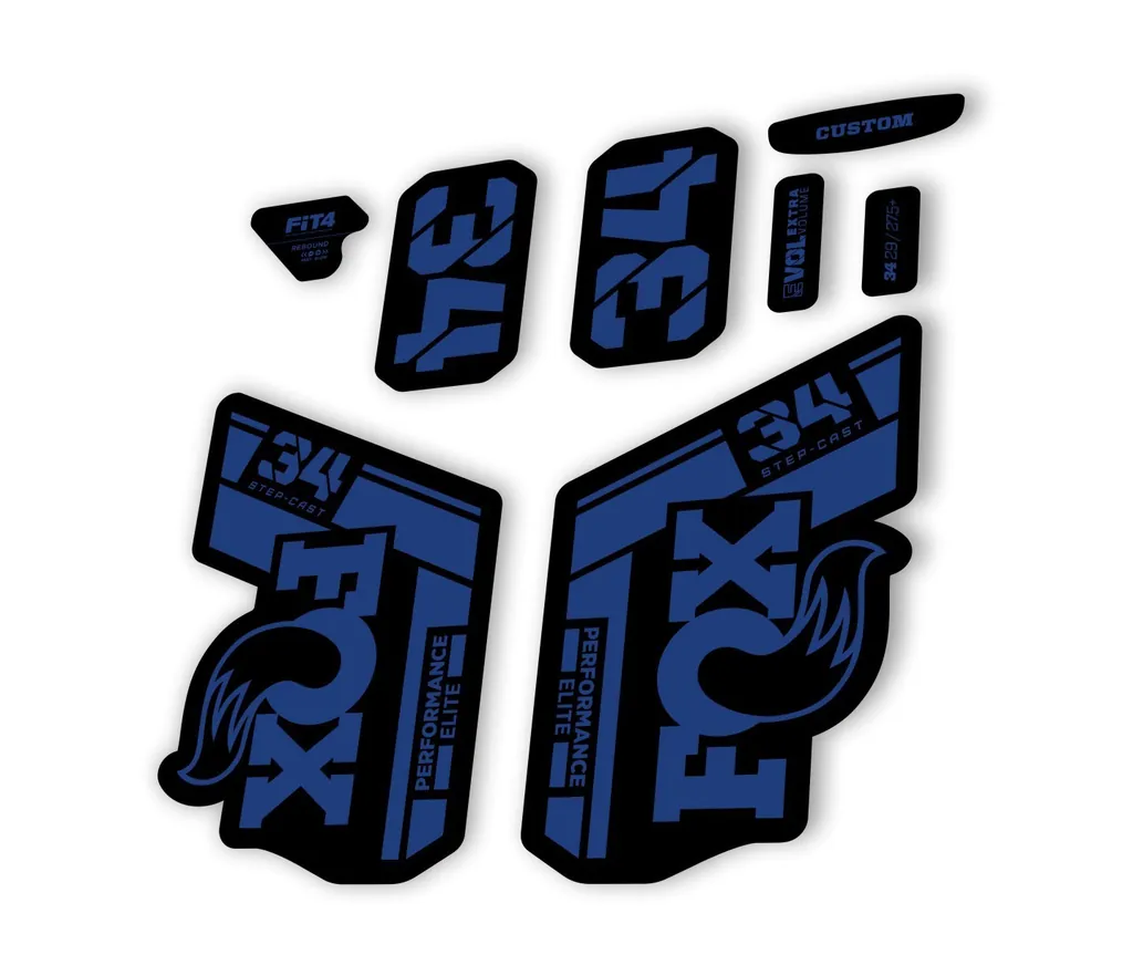 FOX 34 Step Cast Elite 2021 Factory Fork Decals Suspension Sticker Dark Blue - 1
