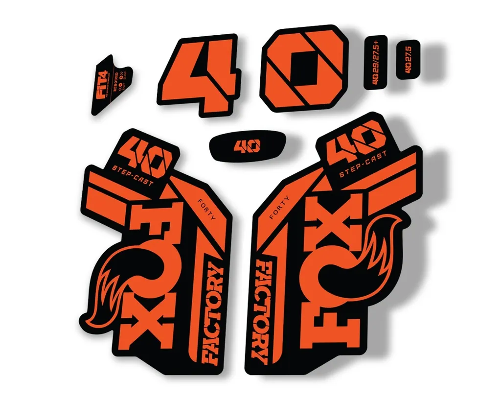 FOX 40 Step Cast SC 2021 Factory Fork Decals Suspension Sticker Adhesive Orange - 1
