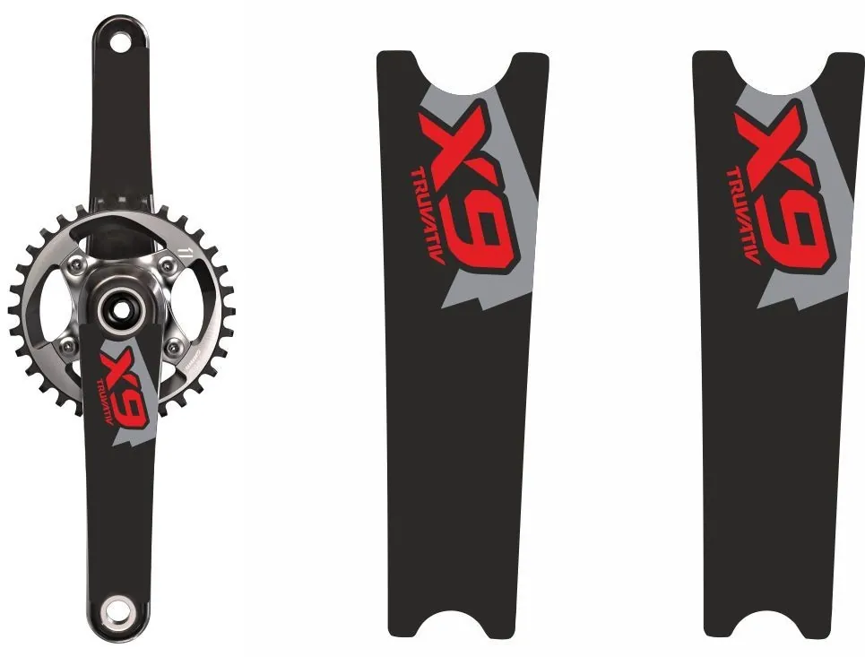 Crank Set Stickers Decals MTB SRAM X9 Mountain Bike Bicycle Adhesive 2 Pcs Red - 1