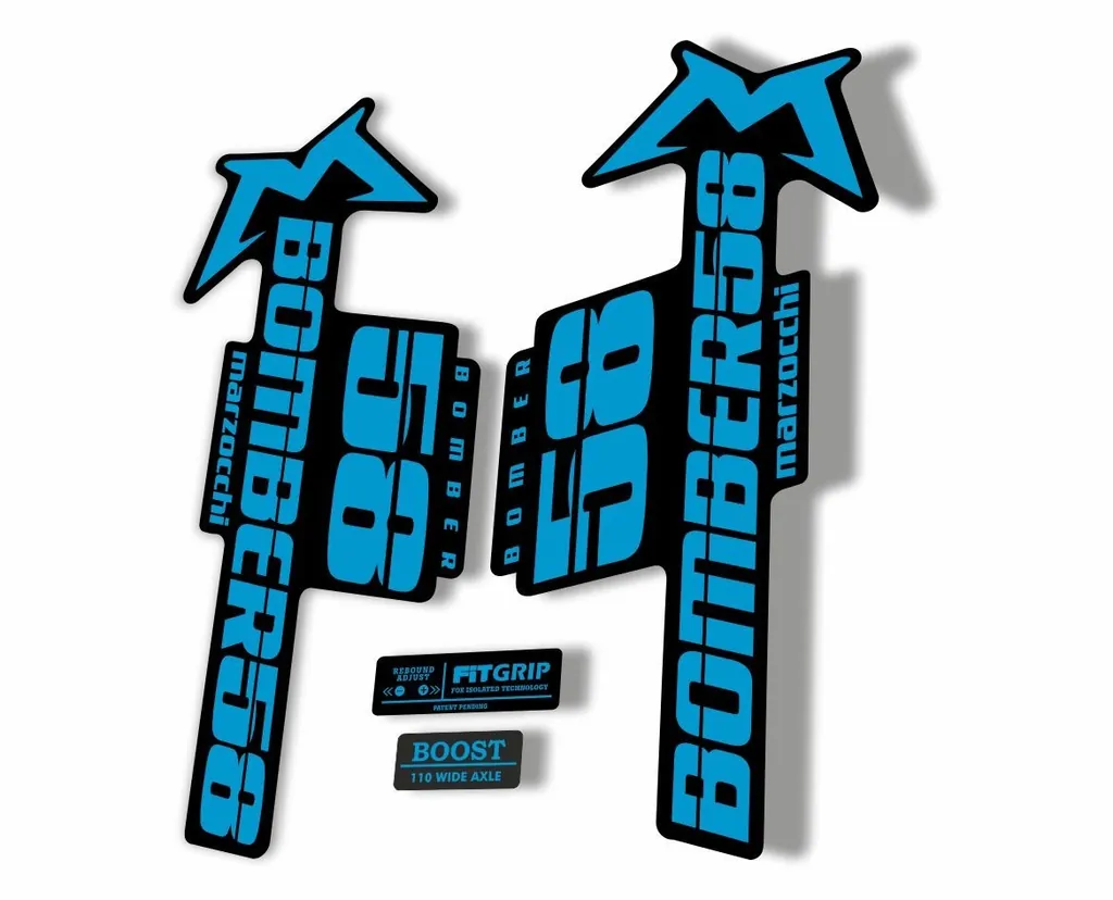 Marzocchi Bomber 58 2018 Fork Suspension Sticker Decal Kit Adhesive Blue - 1