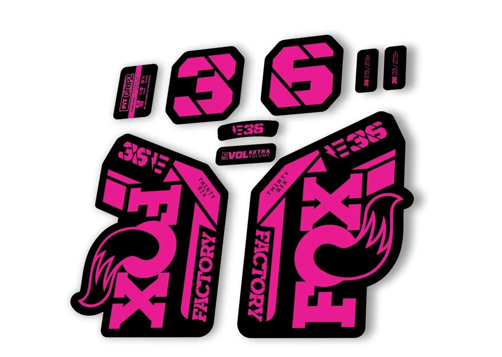 FOX 36 E-Bike Fork Decal Sticker Set 2021 Factory MTB Suspension Graphics – Pink - 1