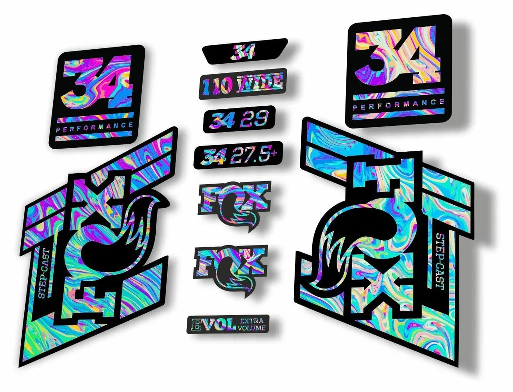 FOX 34 Step Cast SC 2020 Fork Suspension Factory Decal Sticker Set Oil Slick 1 - 1