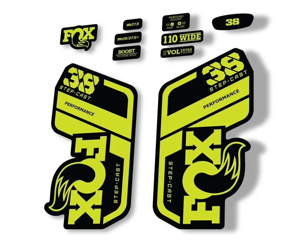 FOX 38 Step Cast SC 2021 Performance Fork Decals Suspension Sticker Lime Green - 1