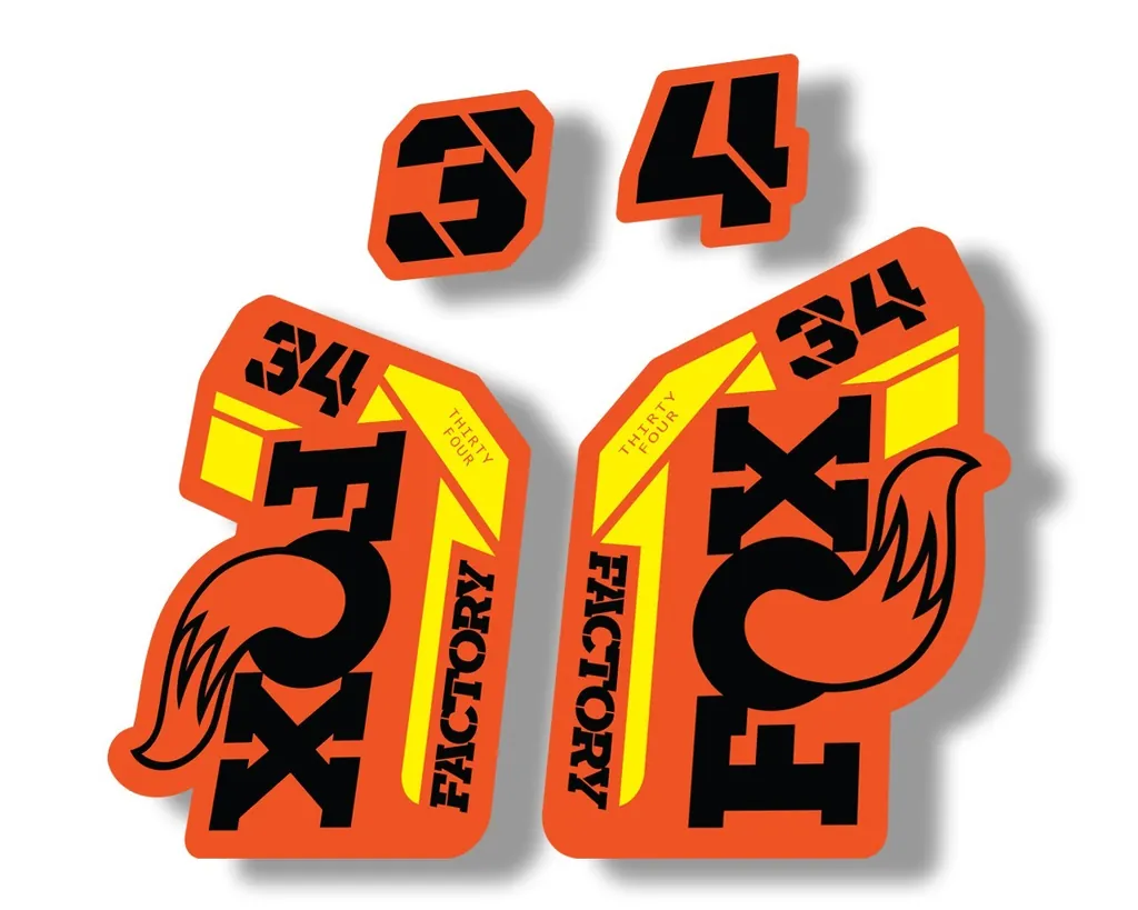 FOX 34 2021 Factory Forks Suspension Decal Sticker Orange Black Yellow - 1