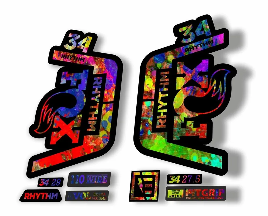 FOX 34 Rhythm 2019 Forks Suspension Factory Decal Sticker Adhesive Oil Slick - 1