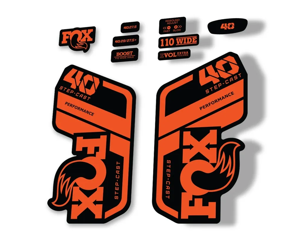 FOX 40 Step Cast SC 2021 Performance Fork Decals Suspension Sticker Orange - 1