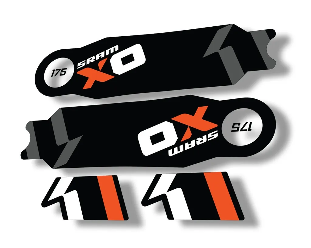 Crank Set Stickers Decals MTB Sram X01 2014 Bicycle Adhesive 2Pcs Orange - 1