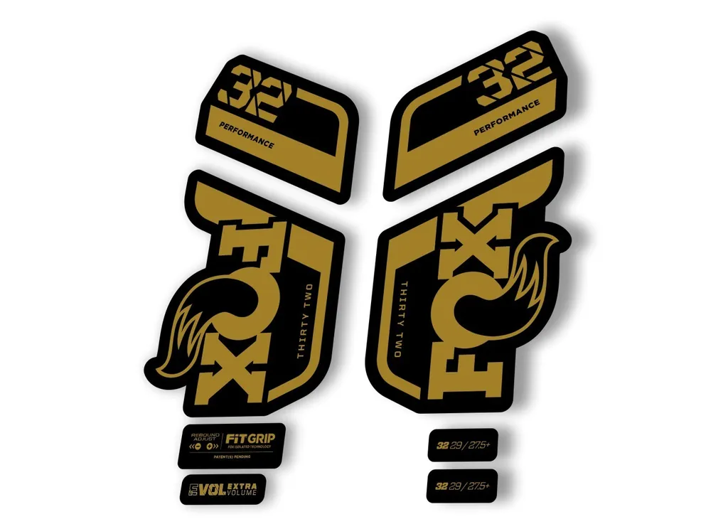 Fox 32 Performance 2021 Fork Suspension Factory Decal Sticker Adhesive Gold - 1