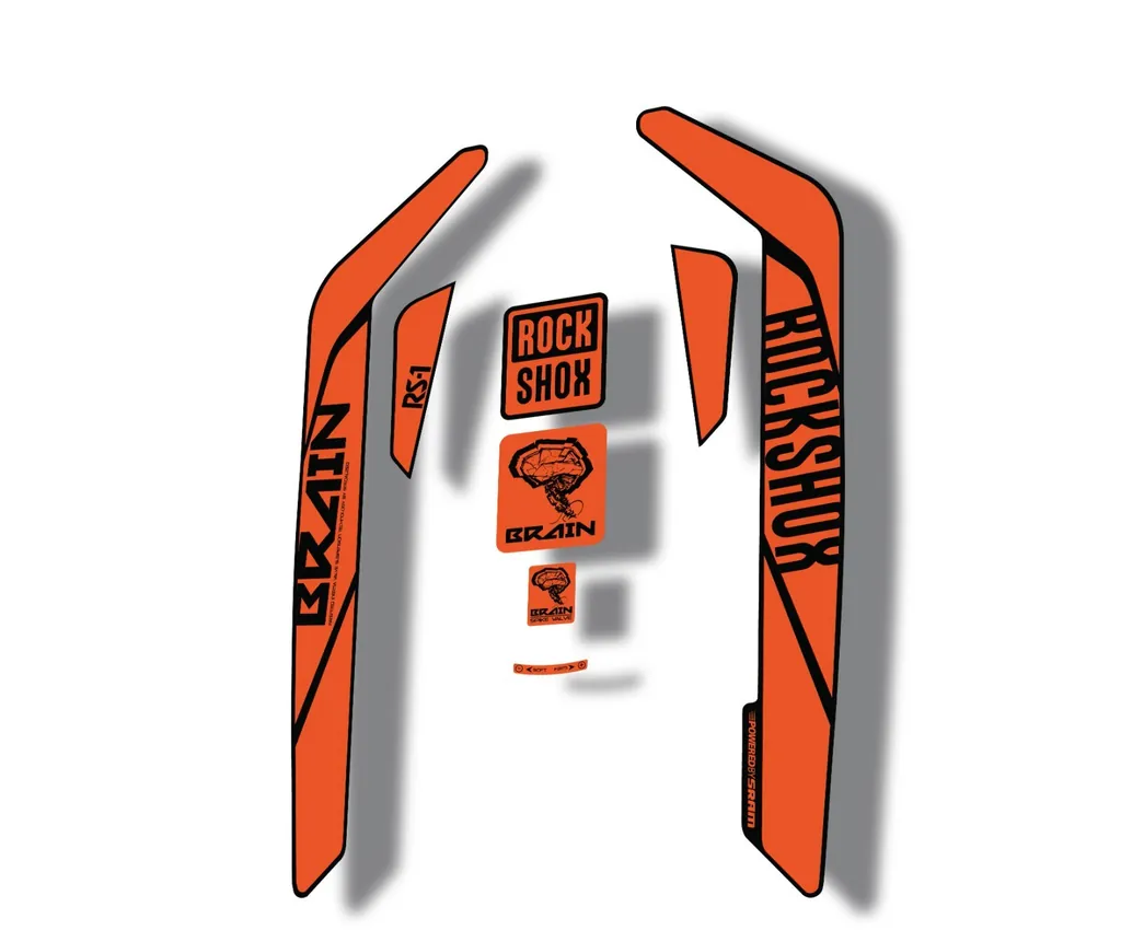 Rock Shox RS-1 Brain 2016-17 Mountain Bike Cycling Decal Sticker Adhesive Orange - 1