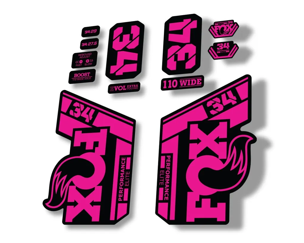 FOX 34 Performance Elite 2021 Factory Fork Decals Suspension Sticker Pink - 1