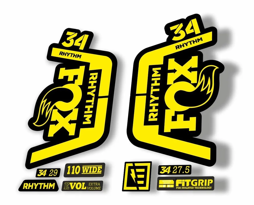 FOX 34 Rhythm 2019 Forks Suspension Factory Decal Sticker Adhesive Yellow - 1