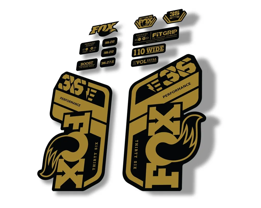 FOX 36 Performance E Bike 2021 Forks Suspension Factory Decal Sticker Gold - 1